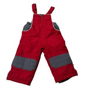 Toddler Boys Red Snow Bib Overalls With Adjustable Straps & Reinforced Knees
